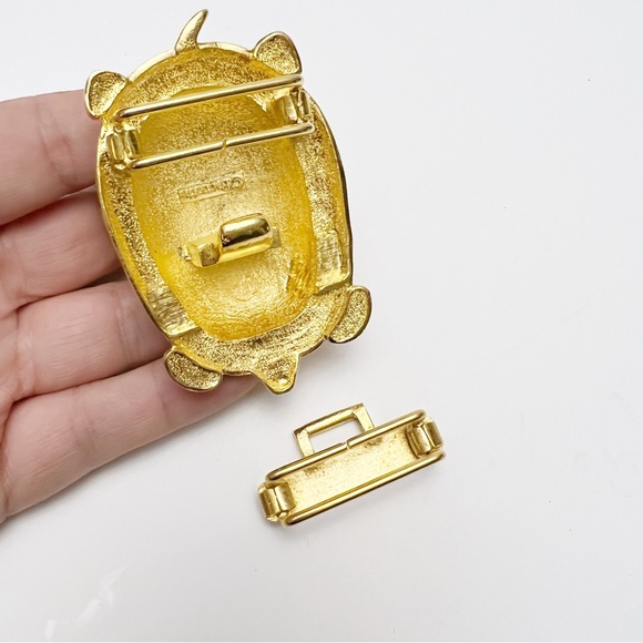 Vintage Douglas Paquette Goldtone Sea Turtle Figural 2 Piece Belt Buckle - Picture 6 of 7